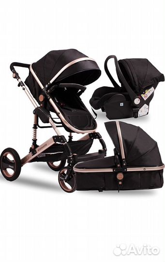 Коляска Wisesonle Q3 3 в 1 черная