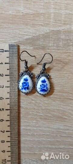 Финифть серьги гжель