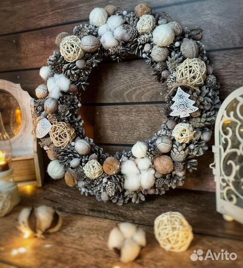 Новогодний венок ручной работы