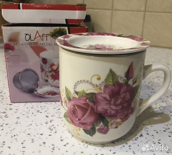 Кружка заварочная с ситечком и крышкой новая