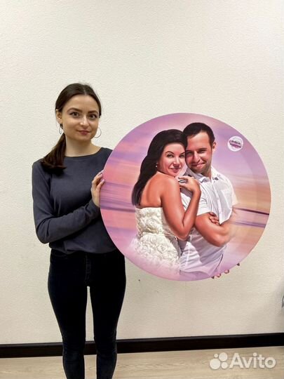 Портрет по фото / Картина на холсте Круглая