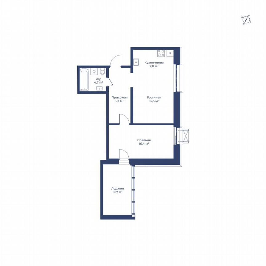 1-к. квартира, 58,1 м², 11/15 эт.