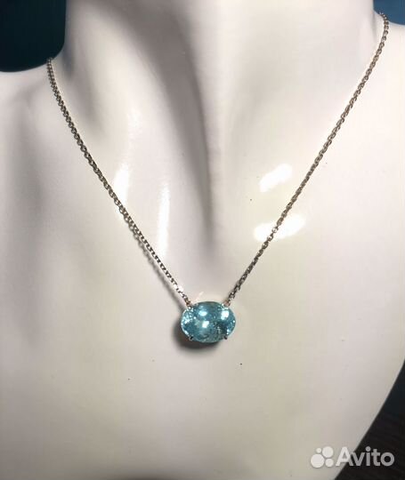 Подвеска с природ Аквамарином 6.28 кар. Мгу. Новая