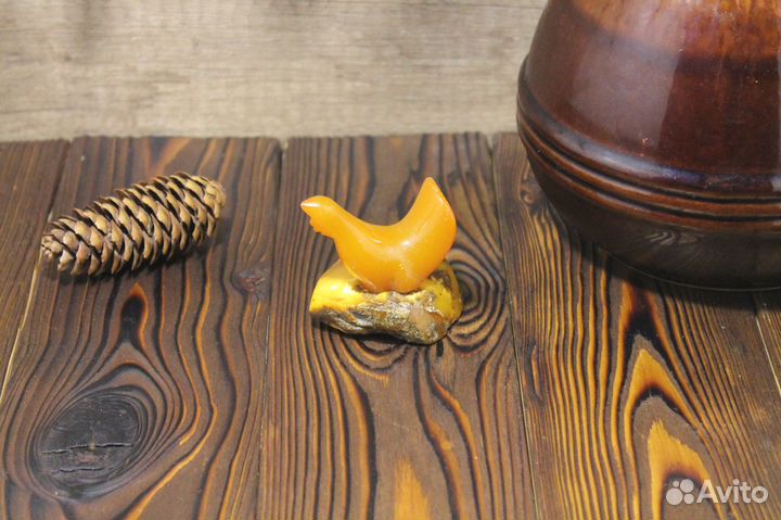 Ретро Янтарная Фигура Глухарь Из СССР Янтарь
