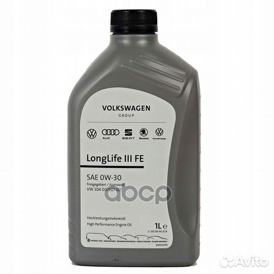 0w-30 longlife iii fe vw 504.00 vw 507.00 1л