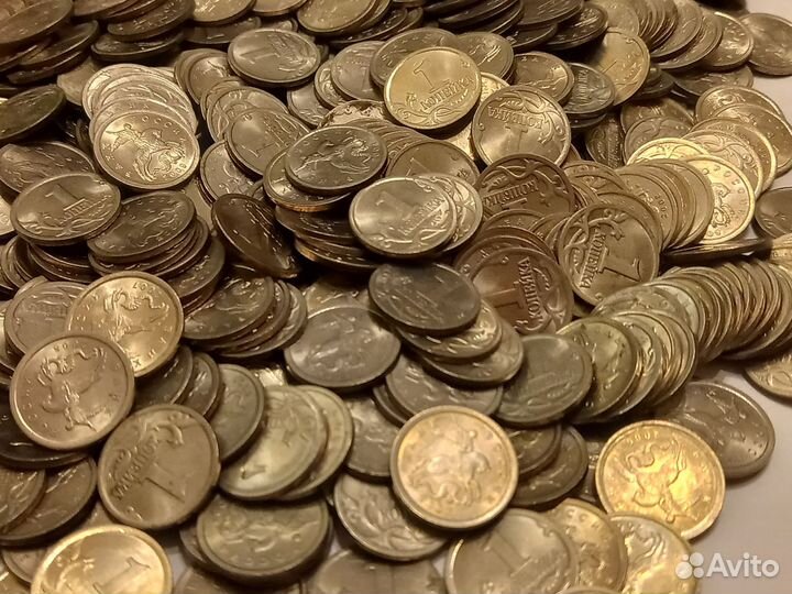 Монеты 1 копейка РФ. Много одним лотом