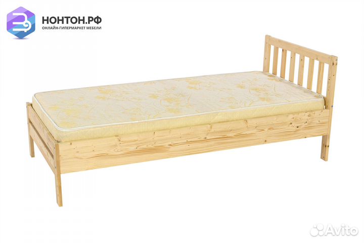 Кровать Массив 0.9 м натуральный