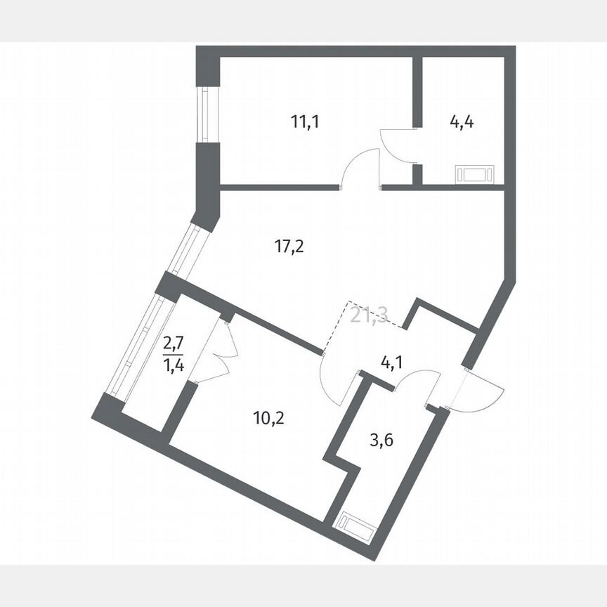 2-к. квартира, 51,9 м², 7/12 эт.