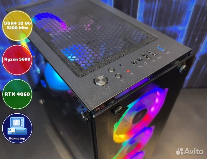 Сборка мощного пк AMD5600-RTX4060-32DDR4-PBF16-A520