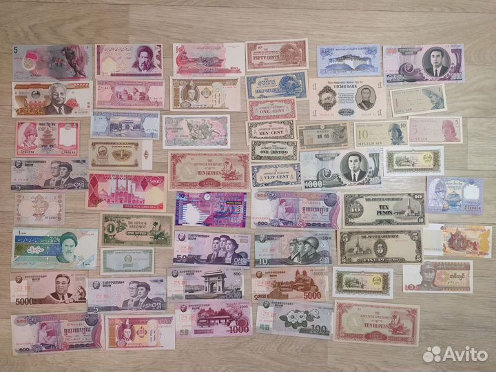 Банкноты Азия, Америка, Африка Ближний восток