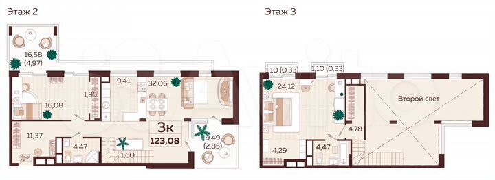 3-к. квартира, 123,1 м², 2/9 эт.
