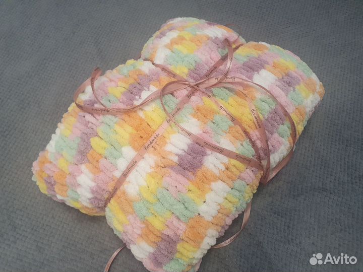 Плед детский вязаный плюшевый