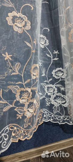 Тюль микросетка органза с вышивкой