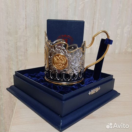 Подстаканник латунный в подарочном футляре