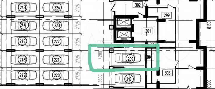 Машиноместо, 22 м²