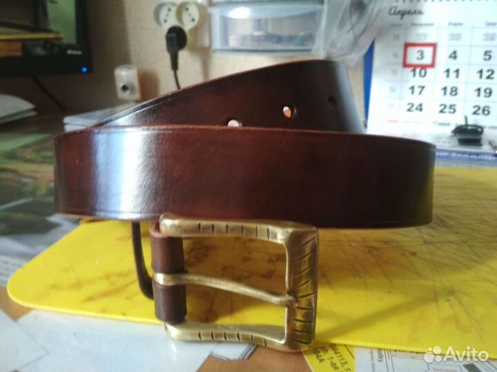 Ремень мужской кожаный новый ширина 40мм