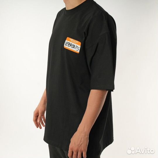 Футболка vetements hello my name is черная