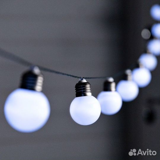 Ретрогирлянда на солнечной батарее 10 матовых ламп