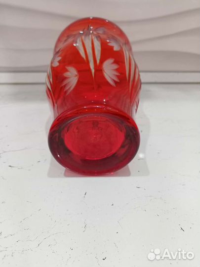 Ваза цветное красное рубиновое стекло СССР