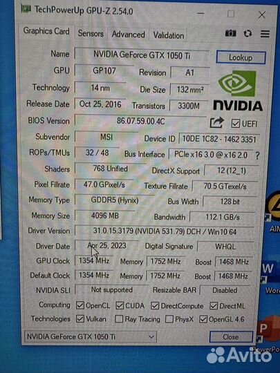 Видеокарта GTX 1050ti Gaming X 4Gb