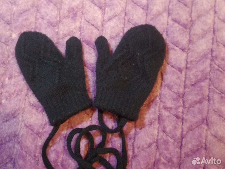 Варежки детские вязаные на 1-2 года