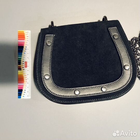 Сумка женская через плечо синяя замша