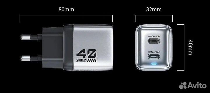 Зарядное устройство Wekome 40W GaN Fast Charge