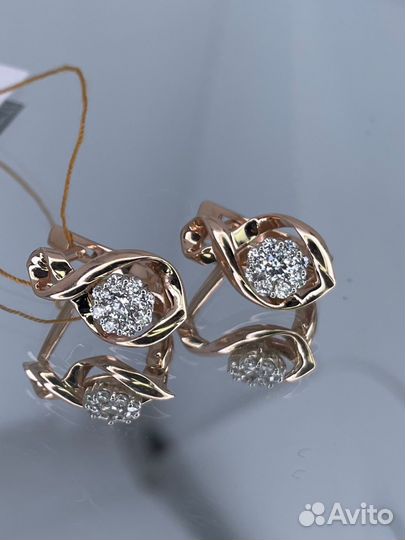 Золотые серьги с бриллиантами 0.44 ct