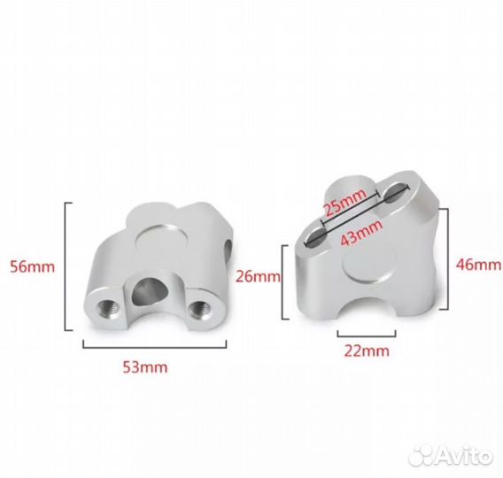 Проставки для руля мото с выносом 22мм хром