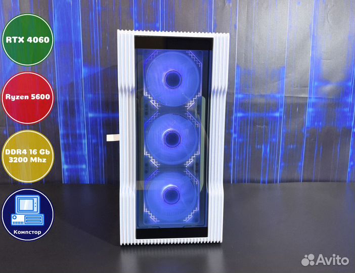 Мощный игровой пк AMD5600-RTX4060-16DDR4-WOF52-A520