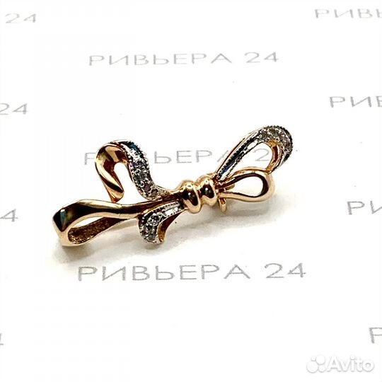 Золотая брошь с фианитами 585 пробы 3.53 грамм