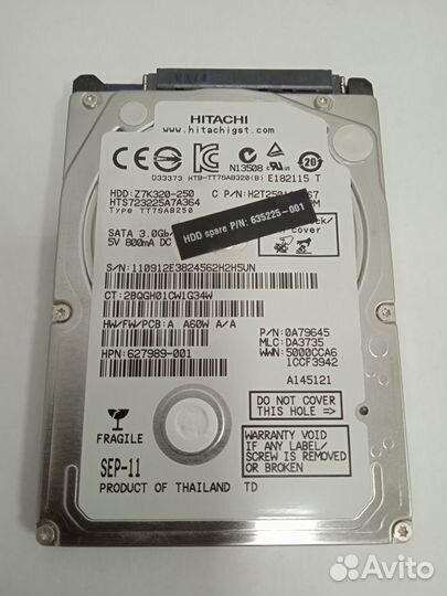 Жесткий диск Hitachi 250 Гб