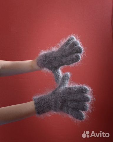 Перчатки из серого козьего пуха