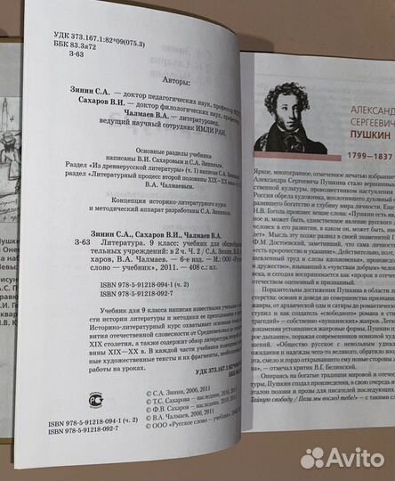 Учебник литература Зинин 9 класс