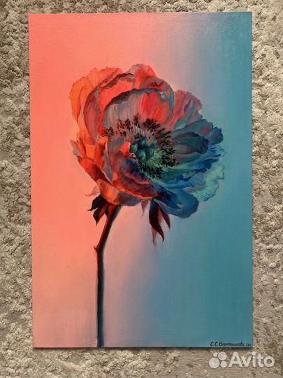 Картина маслом на холсте цветы пион