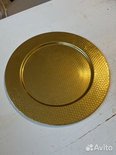 Новый золотой поднос металлический