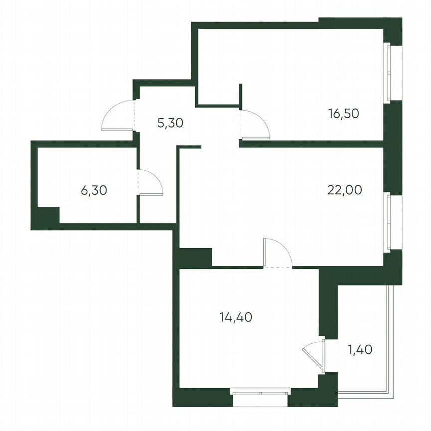 2-к. квартира, 65,9 м², 6/10 эт.