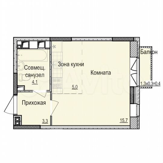 Квартира-студия, 28,1 м², 2/18 эт.
