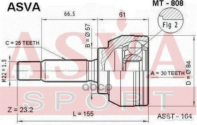 Шрус наружний 30x57x25) (гарантия 6 месяцев) M