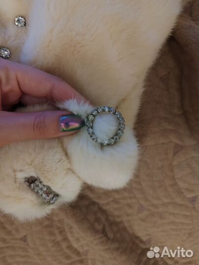 Шапка норковая женская цвет жемчуг