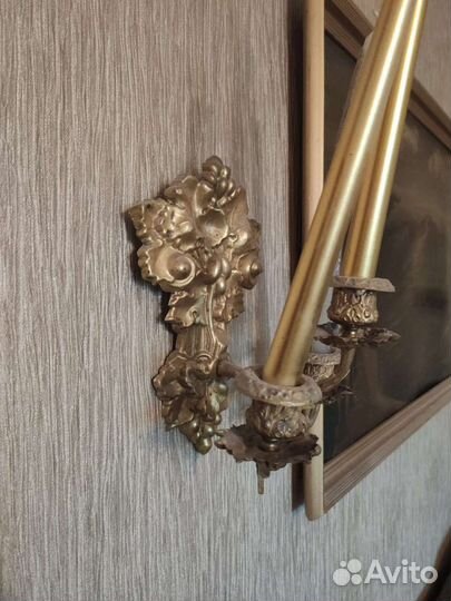 Бронзовый подсвечники и вазочки
