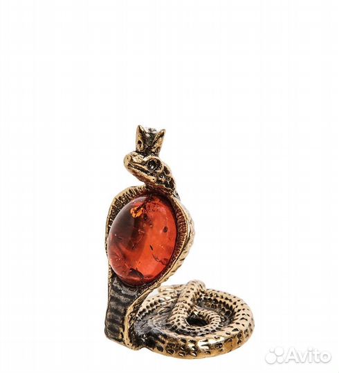 Фигурка Кобра с короной (латунь, янтарь) A2163249