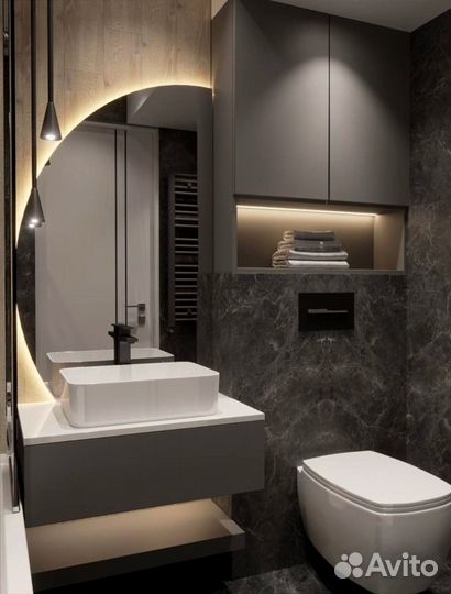 Полукруглое зеркало с подсветкой на заказ