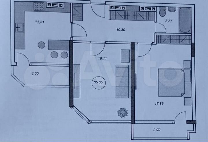 2-к. квартира, 66 м², 2/20 эт.