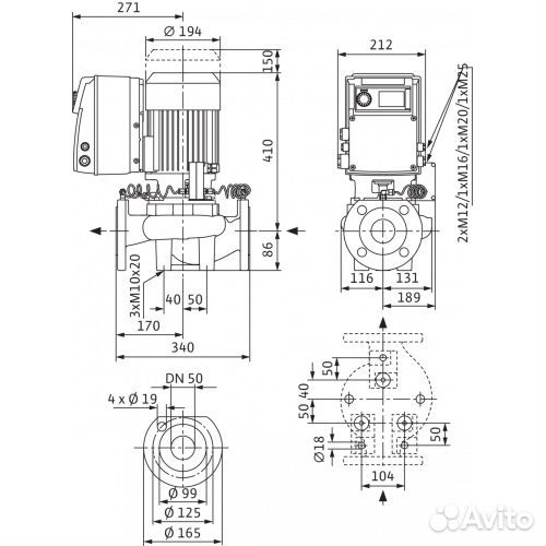 Циркуляционный насос Wilo VeroLine-IP-E 50/140-3/2