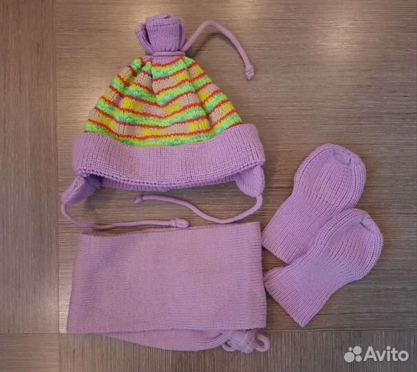 Комплект шапка, шарф, варежки