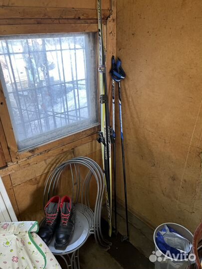 Лыжи беговые с ботинками 45