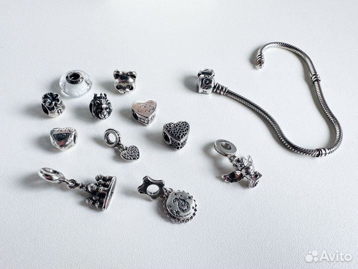 Pandora браслет оригинал 18см. 11 шармов