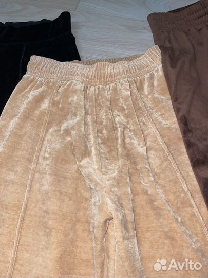 Велюровые штаны брюки yk2 черные бежевые