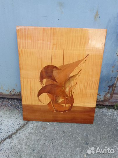 Панно из дерева Парусник СССР